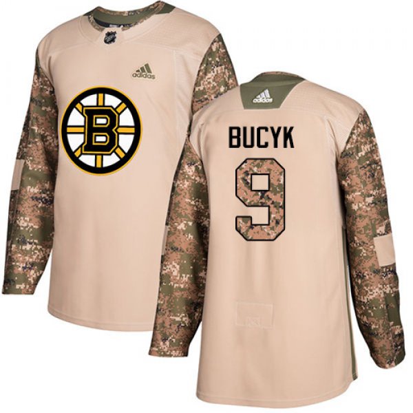 Adidas Bruins #9 Johnny Bucyk Camo Authentic 2017 Veterans Day Stitched NHL Jersey