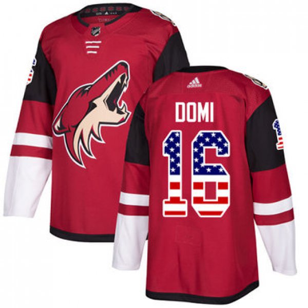 Adidas Coyotes #16 Max Domi Maroon Home Authentic USA Flag Stitched NHL Jersey