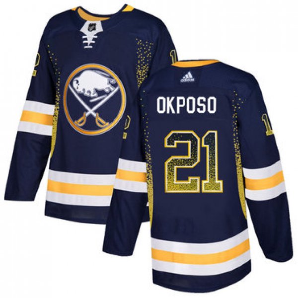 Men's Buffalo Sabres #21 Kyle Okposo Navy Drift Fashion Adidas Jersey