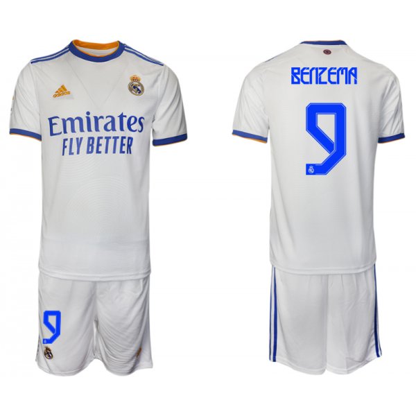 Men 2021-2022 Club Real Madrid home white 9 Soccer Jerseys