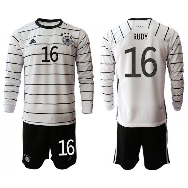 Men 2021 European Cup Germany home white Long sleeve 16 Soccer Jersey1