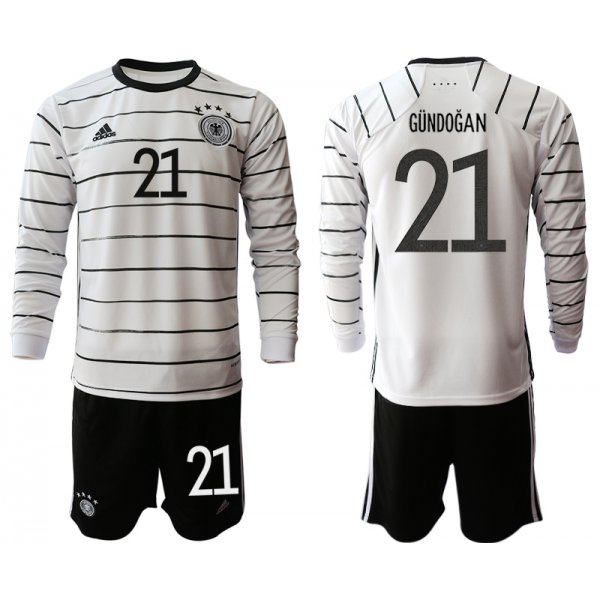 Men 2021 European Cup Germany home white Long sleeve 21 Soccer Jersey