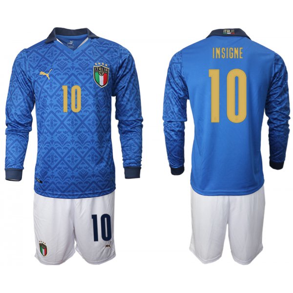 Men 2021 European Cup Italy home Long sleeve 10 Insigne soccer jerseys
