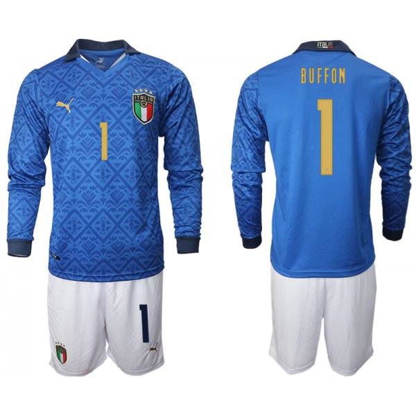 Men 2021 European Cup Italy home Long sleeve 1 soccer jerseys