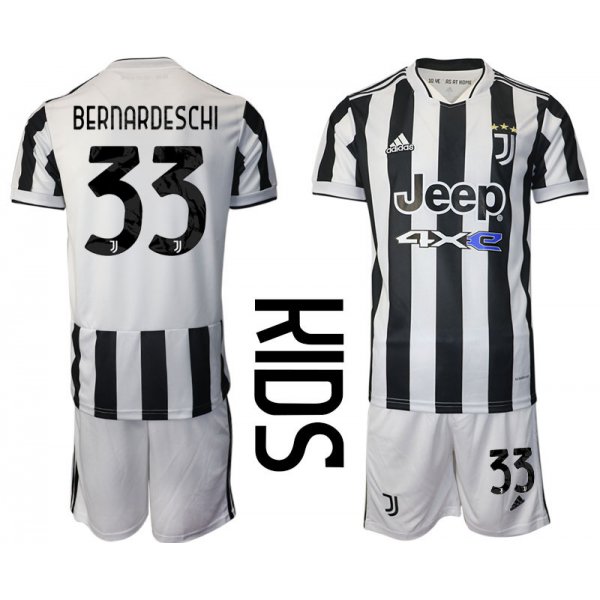 Youth 2021-2022 Club Juventus home white 33 Adidas Soccer Jersey