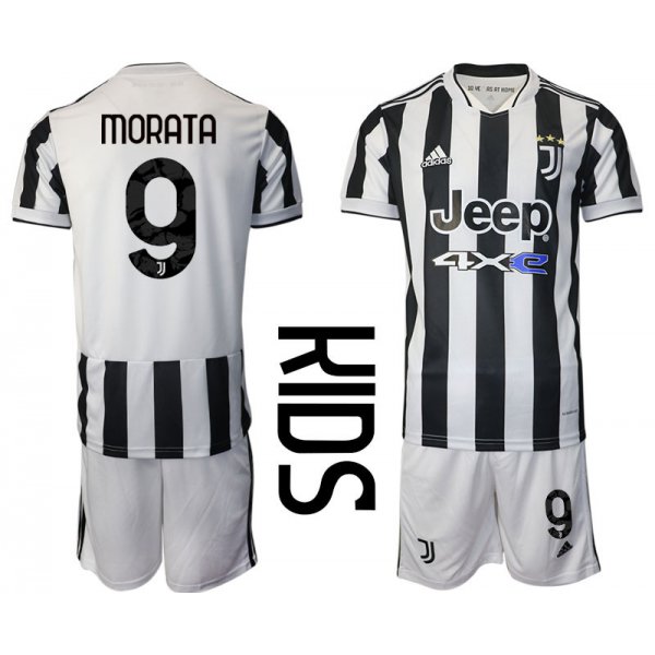 Youth 2021-2022 Club Juventus home white 9 Adidas Soccer Jersey