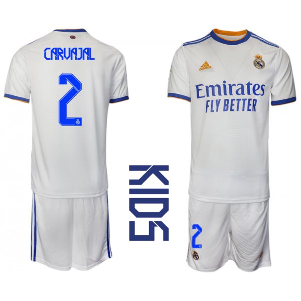 Youth 2021-2022 Club Real Madrid home white 2 Soccer Jerseys
