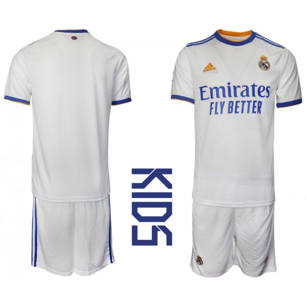 Youth 2021-2022 Club Real Madrid home white blank Soccer Jerseys