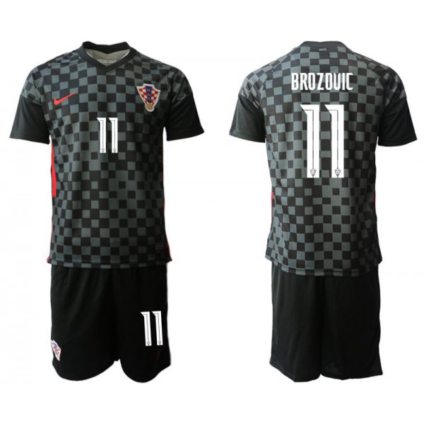 Men 2020-2021 European Cup Croatia away black 11 Nike Soccer Jersey