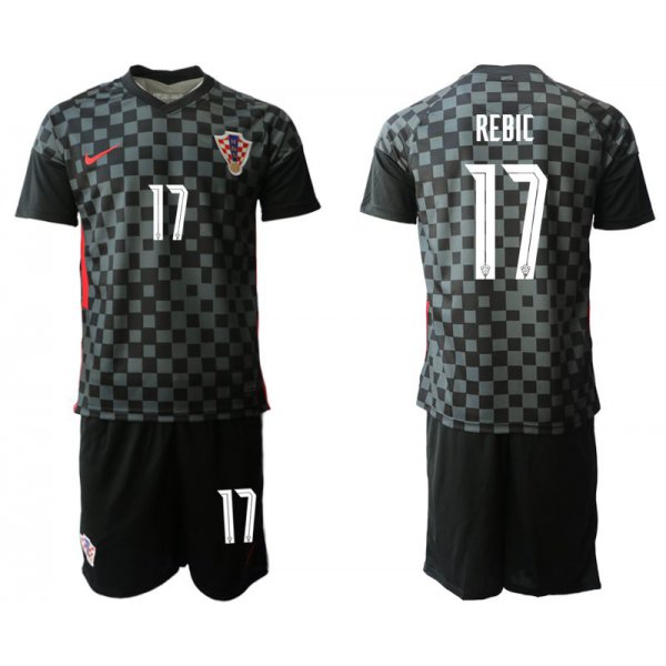 Men 2020-2021 European Cup Croatia away black 17 Nike Soccer Jersey