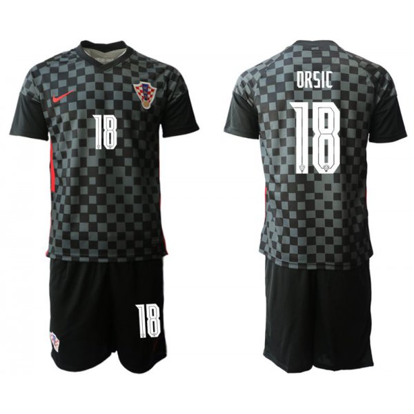 Men 2020-2021 European Cup Croatia away black 18 Nike Soccer Jersey