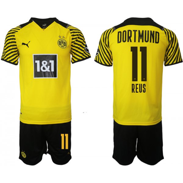 Men 2021-2022 Club Borussia Dortmund home 11 yellow Soccer Jersey