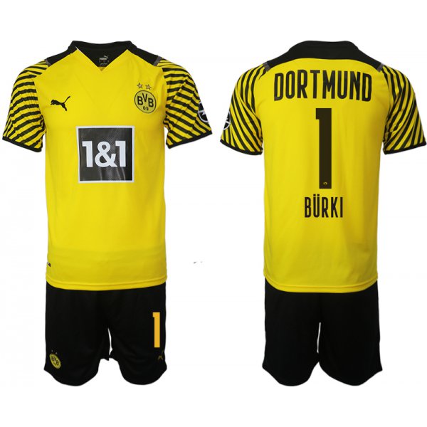 Men 2021-2022 Club Borussia Dortmund home 1 yellow Soccer Jersey