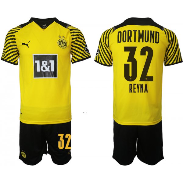 Men 2021-2022 Club Borussia Dortmund home 32 yellow Soccer Jersey