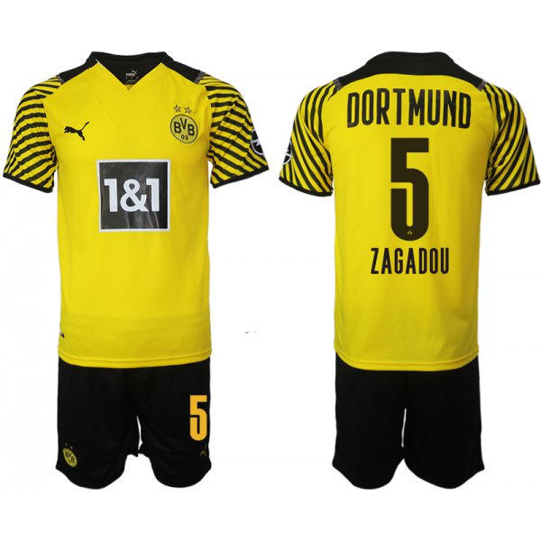 Men 2021-2022 Club Borussia Dortmund home 5 yellow Soccer Jersey