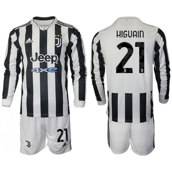 Men 2021-2022 Club Juventus home white Long Sleeve 21 Adidas Soccer Jersey