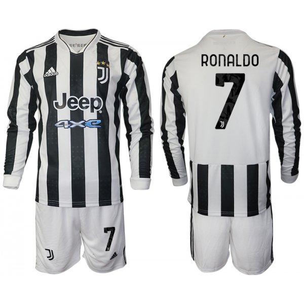 Men 2021-2022 Club Juventus home white Long Sleeve 7 Adidas Soccer Jersey