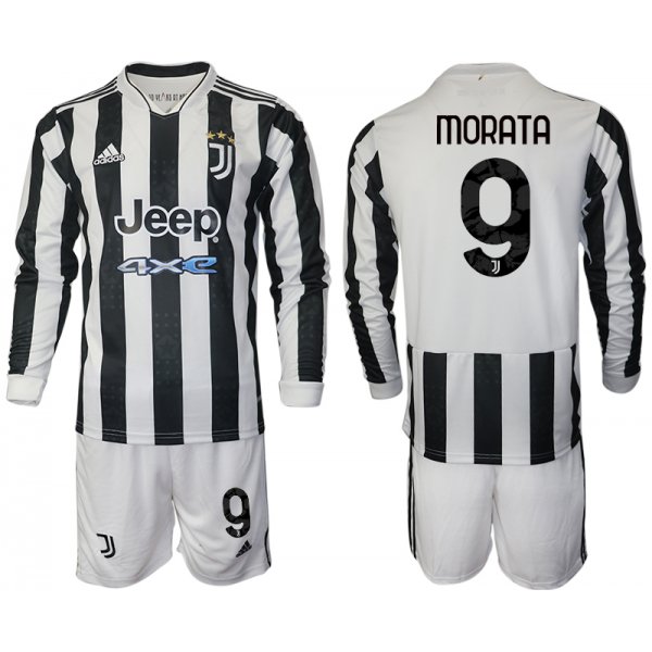 Men 2021-2022 Club Juventus home white Long Sleeve 9 Adidas Soccer Jersey