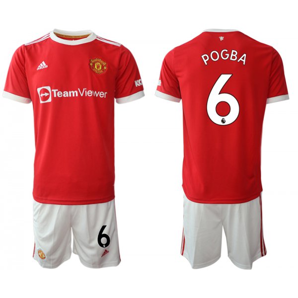 Men 2021-2022 Club Manchester United home red 6 Adidas Soccer Jersey