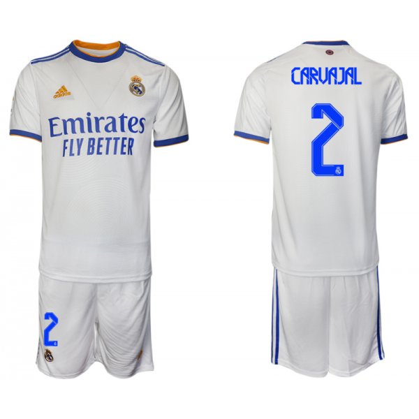 Men 2021-2022 Club Real Madrid home white 2 Soccer Jerseys