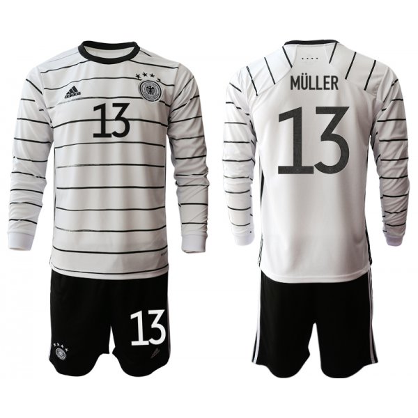 Men 2021 European Cup Germany home white Long sleeve 13 Soccer Jersey