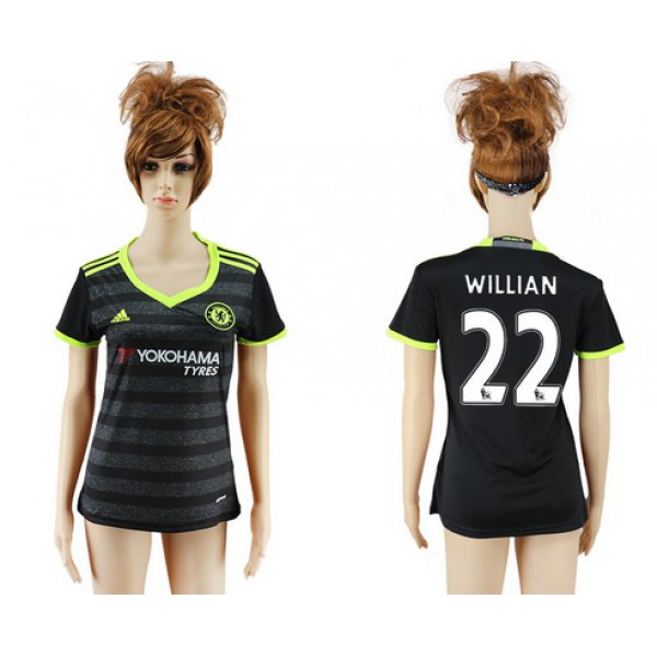 2016-17 Chelsea #22 WILLIAN Away Soccer Women's Black AAA+ Shirt