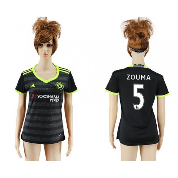 2016-17 Chelsea #5 ZOUMA Away Soccer Women's Black AAA+ Shirt