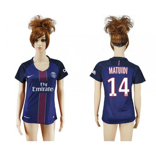 2016-17 Paris Saint-Germain #14 MATUIDI Home Soccer Women's Navy Blue AAA+ Shirt