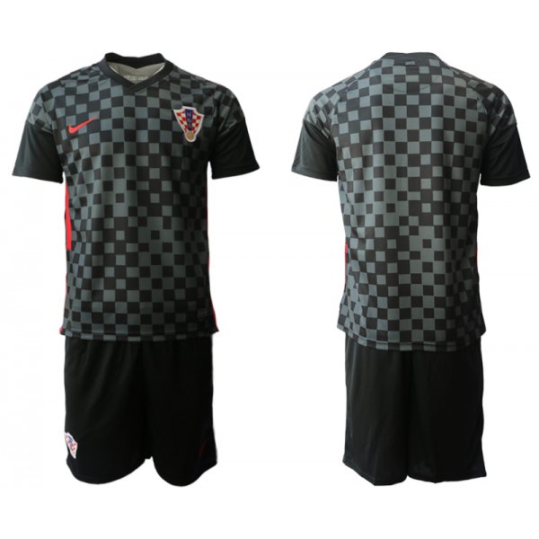 Men 2021 European Cup Croatia black away Soccer Jerseys