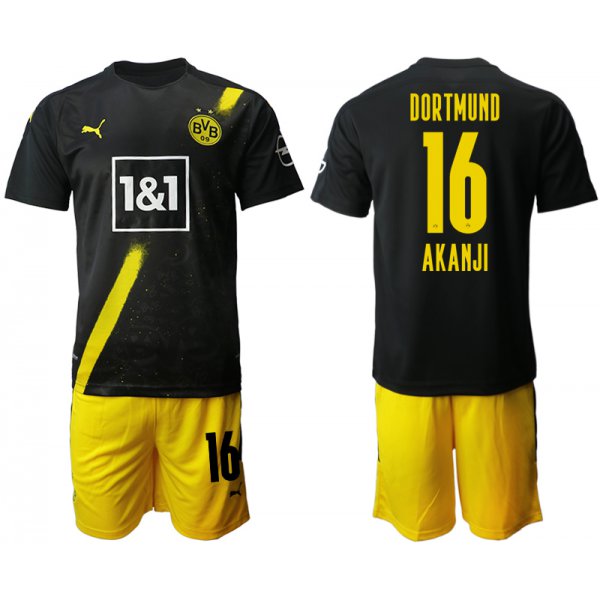 Men 2020-2021 club Borussia Dortmund away 16 black Soccer Jerseys