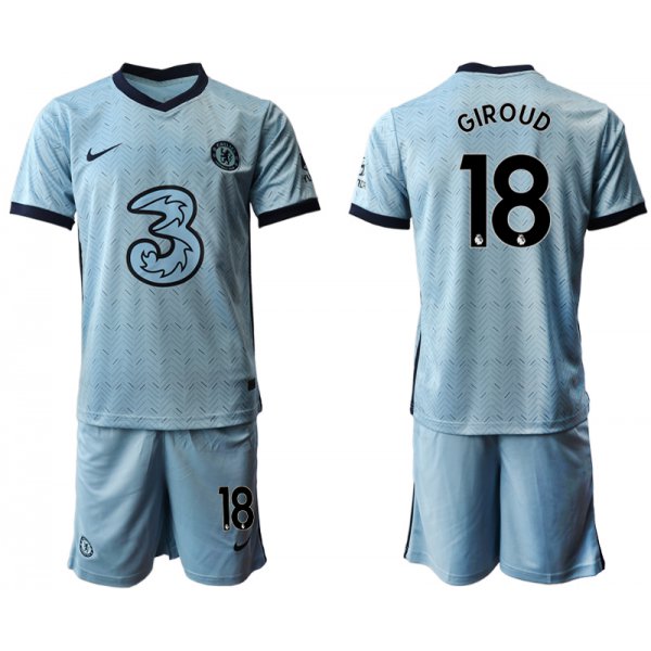 Men 2020-2021 club Chelsea away Light blue 18 Soccer Jerseys