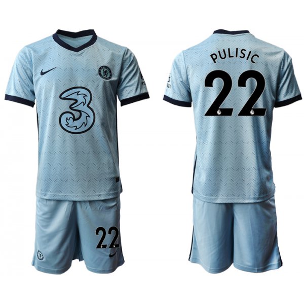Men 2020-2021 club Chelsea away Light blue 22 Soccer Jerseys