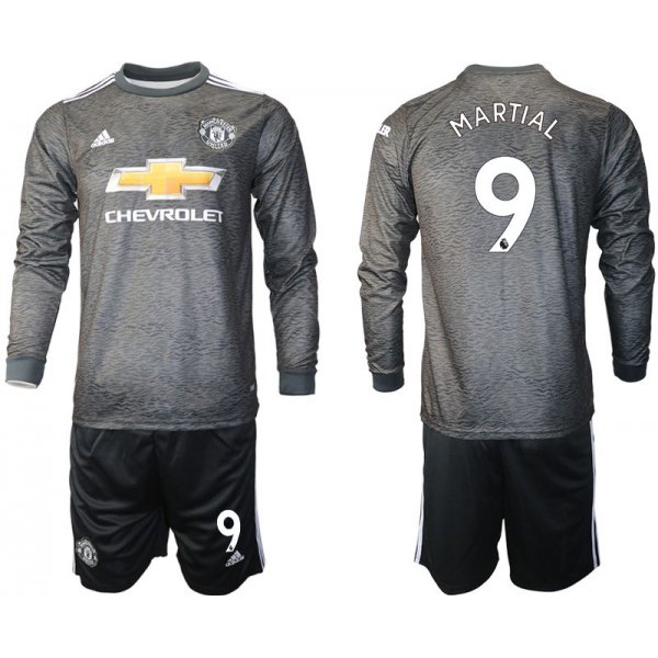 Men 2020-2021 club Manchester united away long sleeve 9 black Soccer Jerseys