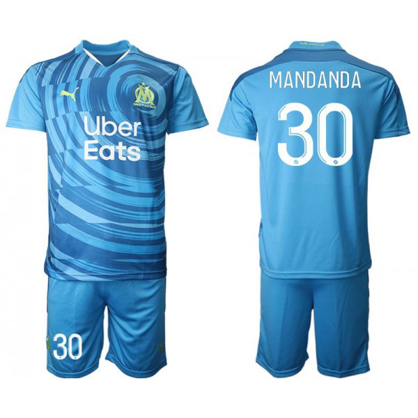 Men 2020-2021 club Olympique de Marseille away 30 blue Soccer Jerseys