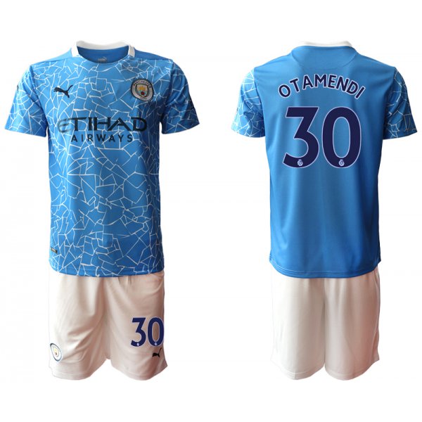 Men 2020-2021 club Manchester City home 30 blue Soccer Jerseys