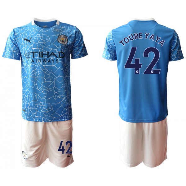 Men 2020-2021 club Manchester City home 42 blue Soccer Jerseys