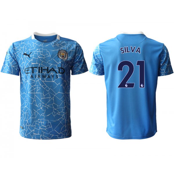 Men 2020-2021 club Manchester City home aaa version 21 blue Soccer Jerseys
