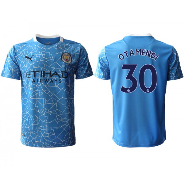 Men 2020-2021 club Manchester City home aaa version 30 blue Soccer Jerseys