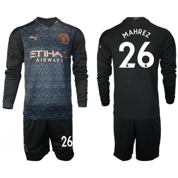 Men 2020-2021 club Manchester city home long sleeve 26 black Soccer Jerseys