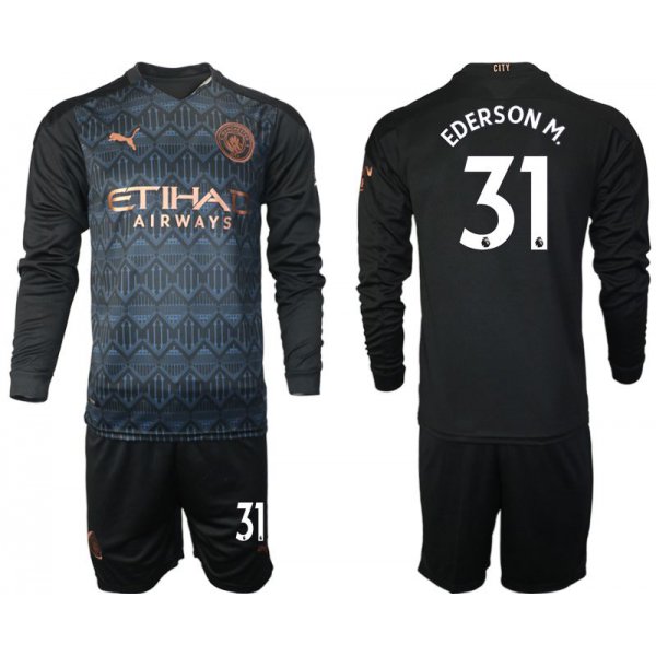 Men 2020-2021 club Manchester city home long sleeve 31 black Soccer Jerseys