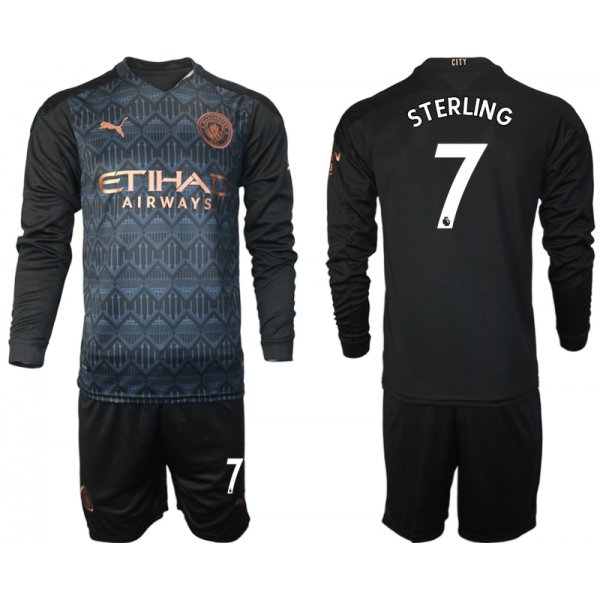 Men 2021 Manchester city home long sleeve 7 soccer jerseys