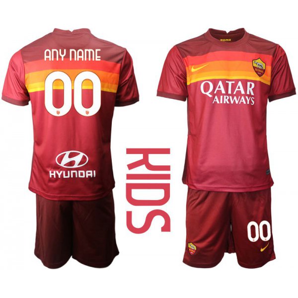 Youth 2020-2021 club AS Roma home customized red Soccer Jerseys