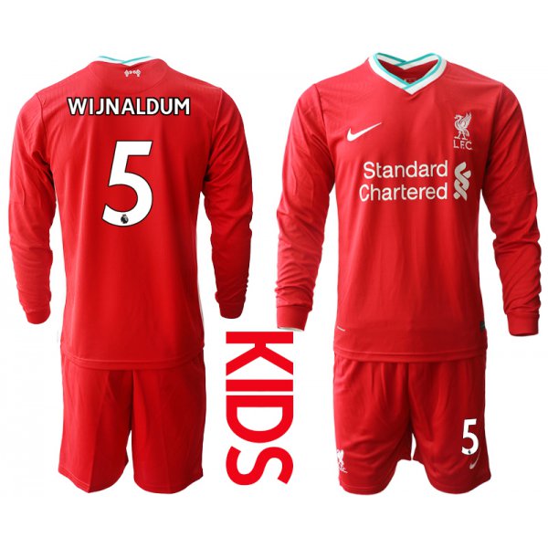 2021 Liverpool home long sleeves Youth 5 soccer jerseys