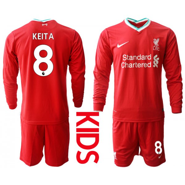 2021 Liverpool home long sleeves Youth 8 soccer jerseys