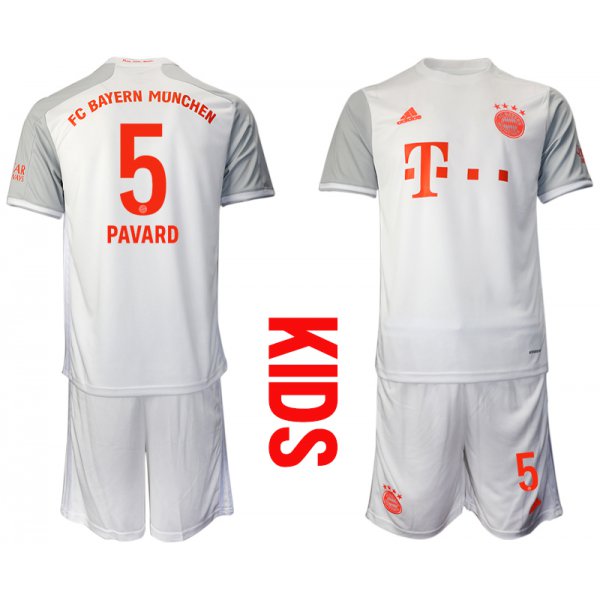 Youth 2020-2021 club Bayern Munich away white 5 Soccer Jerseys