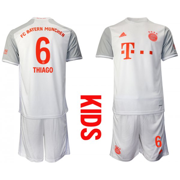 Youth 2020-2021 club Bayern Munich away white 6 Soccer Jerseys
