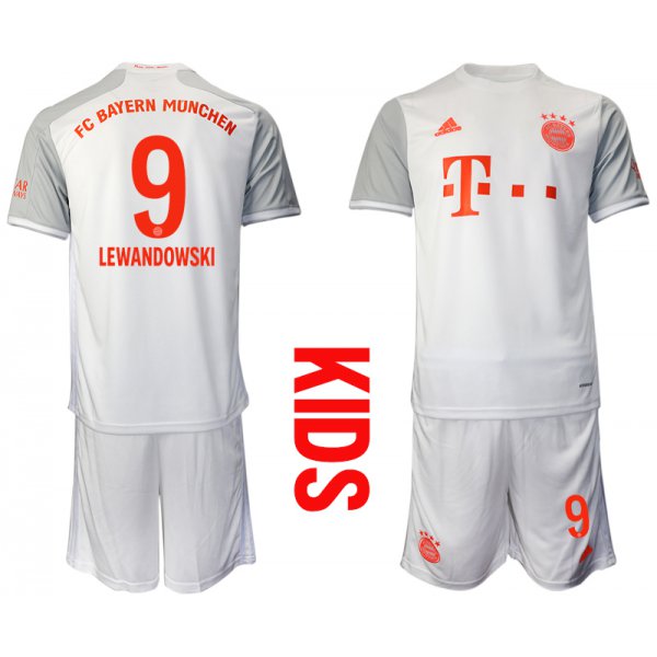Youth 2020-2021 club Bayern Munich away white 9 Soccer Jerseys