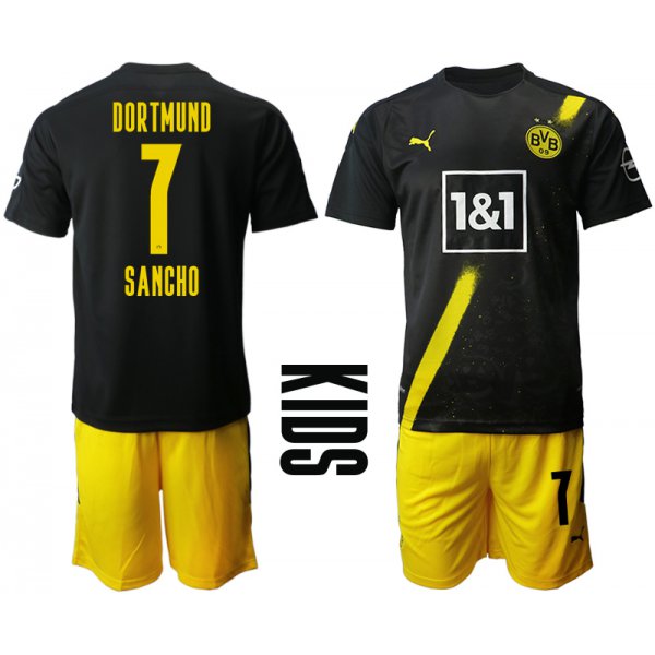 Youth 2020-2021 club Borussia Dortmund away 7 black Soccer Jerseys