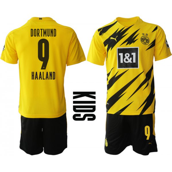 Youth 2020-2021 club Borussia Dortmund home yellow 9 Soccer Jerseys