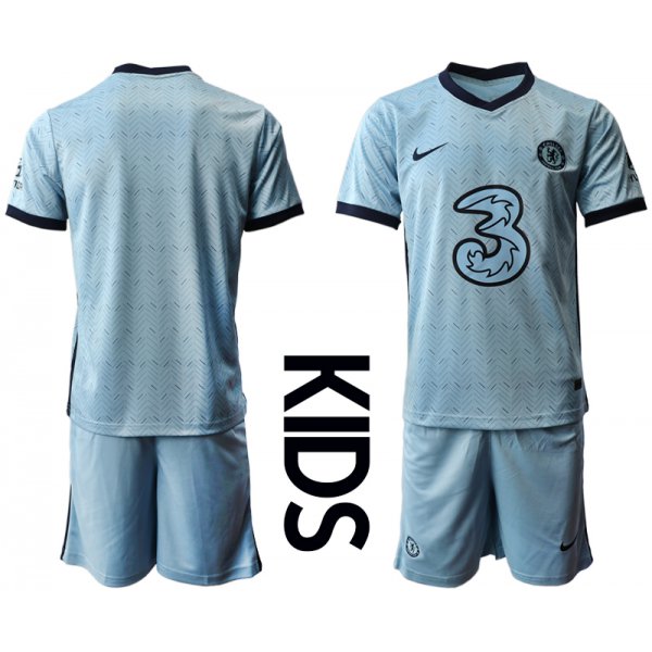 Youth 2020-2021 club Chelsea away Light blue blank Soccer Jerseys